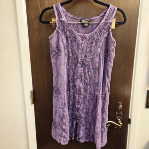 Boho Purple Sleeveless Embroidered India Dress S